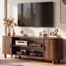 Media Console Mid-Century Modern Brown Wood 70