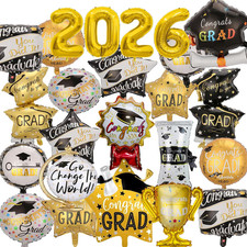 24Pcs Graduation Party Balloons Class of 2026 Congrats Grad Foil Balloons picture