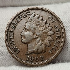 1908 S Indian Head Penny Cent 1c VF Very Fine Key Date Brown US Coin ICgeZ picture