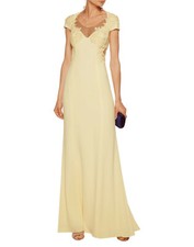 NEW MARCHESA NOTTE $1245 YELLOW EMBELLISHED COLUMN EVENING GOWN DRESS SZ 10 picture