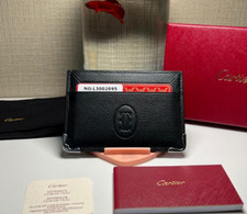 Cartier Must de Cartier Men's Black Calfskin Card Wallet Luxury Leather NIB picture