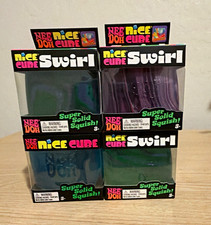 Nee Doh Nice Cube Swirl Multicolor Squeeze Ball, Super Solid Squish Lot of 4 picture