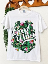 Good Vibes Tropical Floral Size Small Men Graphic T-Shirt picture