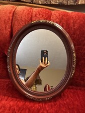 Vintage Oval Victorian MCM Homco Mirror Wall Accent Decor Resin Frame 18”x 15” picture