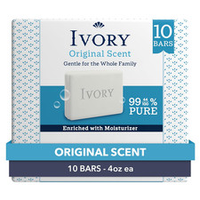 Ivory Gentle Bath Bar Soap, 4 oz 10 Count, 99.44 Pure, Family Pack picture