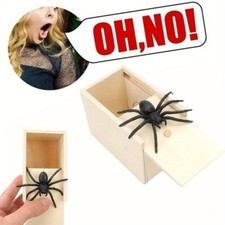 Wooden Prank Spider Scare Box Hidden in Case Trick Play Joke Scarebox Gag Toy picture