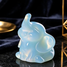 Tiny Good Luck Elephant Statue Hand-Carved Healing Stone Gemstone picture