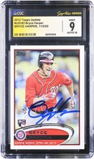 Bryce Harper Nationals Autographed 2012 Topps Update #US183 CGC 9/10 Rookie Card picture