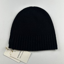 Nordstrom 100% Cashmere Rib Knit Beanie Hat Black One Size Soft Luxury NWT picture