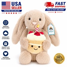 Jellycat Bashful Beige Bunny Birthday Cake Plush Soft Toy with Tags & Dust Bag picture
