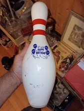 Bowling Pin Happy Birthday Themed AMF B-day Celebration 15in. Wooden picture
