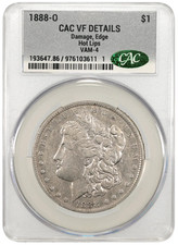 1888 O Morgan Silver Dollar Top 100 Hot Lips VAM-4 CAC VF Details picture
