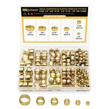 228PCS Brass Compression Ferrules Kit 6 Sizes for Air Brake Hose Tubing picture