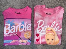 EUC Women's BARBIE T-Shirt Short Sleeves Crew Neck Pink Barbie Theme 100% Cotton picture