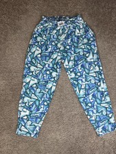 VTG California CraZee Wear Pants Mens L Blue Fractal Parachute MC Hammer Baggy picture