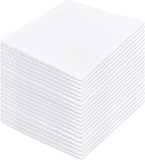 20 Pcs Cotton Handkerchiefs, White Men'S Handkerchiefs & Pocket Squares, Large H picture