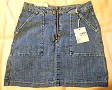 Papaya Jeans Women's Blue Denim Mini Skirt Size L Regular Front Zip Pockets picture