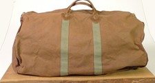 Vintage Large LL Bean Canvas & Leather Zipper Duffle Bag 60's 70'S Talon Zip picture