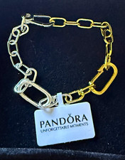 PANDORA Unforgettable Moments Multi-Tone Silver/Gold Chain Charm Bracelet w/Box picture