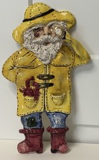 Heather Goldminc Blue Sky Clayworks Ceramic Fisherman Wall Plaque Figurine 2000 picture