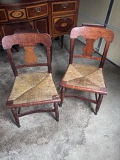 Set of 2 Antique 19th Century Federal Country Style Side Chairs Hitchcock Style picture