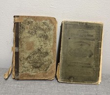 Pair of Primitive Hardcover ANTIQUE SCHOOL BOOKS Late 1800s Decor Classroom Home picture