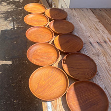 MCM Teak 6” plate Kay Bojesen Denmark set of 10 all signed/stamped used  picture