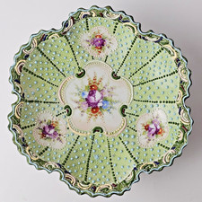 Antique Art Nouveau Style Moriage Porcelain Footed Bowl Handpainted 7” Japan picture