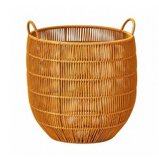 Open-Top Laundry Basket with Metal Frame Handwoven Tapered Woven Clothes Bin picture