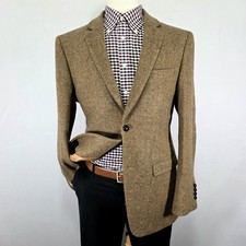 Men’s 42R Brown Tweed Herringbone 100% Wool Sport Coat Blazer Jacket Unbranded picture