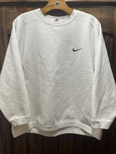 Vintage 90s Nike Swoosh Logo Pullover Crewneck Sweatshirt USA White Size Large picture