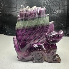 223G Natural Crystal Mineral Specimen.Fluorite.Hand-carved NINE-tailed FOX.CX picture
