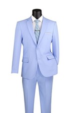 Lucci by Vinci Men's Regular Fit 2-Piece Solid Color Suit Light Blue picture