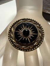 Vintage Original By Robert Deco Franchise Yet Black Glass Brooch Pin picture