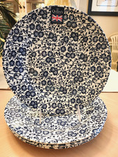 QUEENS BY CHURCHILL VICTORIAN CALICO WHITE SET X 4 DINNER PLATES MADE IN ENGLAND picture