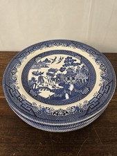 Set Of 7 VTG Churchill England Ceramic Blue White Willow 10.25