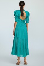 Isabel Marant Bealisa Green Silk Blend Ruched MIDI Backless Dress Sz 40/US 8 NEW picture