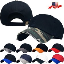 Distressed Vintage Two Tone Cotton Polo Style Baseball Ball Cap Dad Hat picture