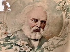 Antique 1882 Longfellow Memorial Portrait E D Grafton Cincinnati Poet Tribute picture