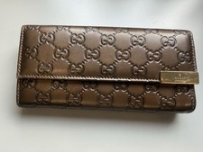 Authentic Gucci Guccissima Wallet On Chain Chocolate Leather Clutch Purse w/Box picture