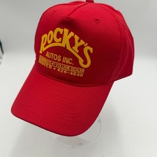 Vintage Rockys Autos Denver Cap Colorado Dealership Snapback Hat Red Promotional picture