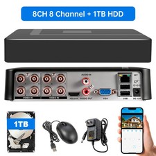 8 Channel H.265+ DVR 1080P HD with 1TB Hard Drive for Security Camera System US picture