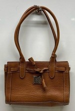 Dooney & Bourke Vintage Brown Pebble Grain Leather Mini Tassel Tote Shoulder Bag picture
