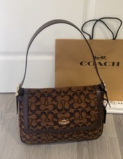 Coach CCE58 Signature Shoulder Bag Brown Jacquard Leather New w/ Bag picture