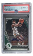 Magic Johnson Signed LA Lakers 2021 Panini Prizm #86 Trading Card PSA/DNA Gem picture