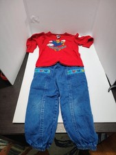 Vintage OshKosh B'Gosh 3T Pilot Bear Outfit; Graphic Long T & Embroidered Pants picture