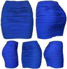 Womens Mini Stretch Skirt Seamless Solid Basic Striped Pleated Bodycon Skirt picture