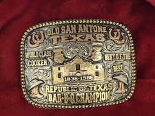 PITMASTER BAR-B-Q PRO CHAMPION TROPHY BUCKLE☆REPUBLIC OF TEXAS COOKOUT☆Rare☆X11 picture