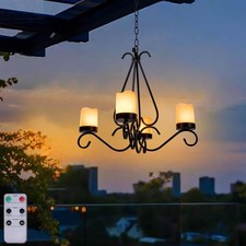 Battery Operated Chandelier, Outdoor Chandelier with 4pcs Battery Operated Le... picture