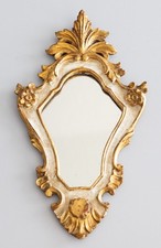 Vintage Mid Century Italian Florentine Gilt Wood & White Painted Mirror 13.25
